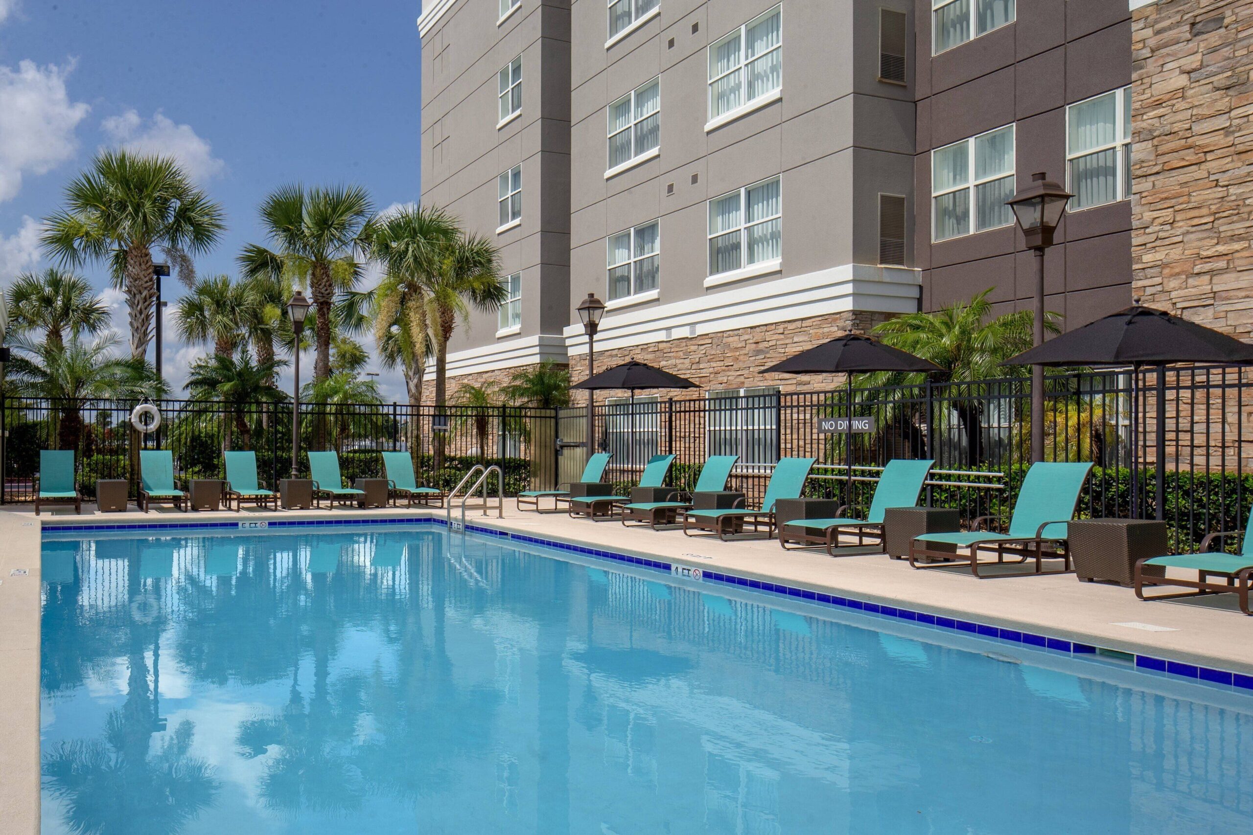 Image of the pool at the Residence inn by Marriot in Cape Canaveral Florida.