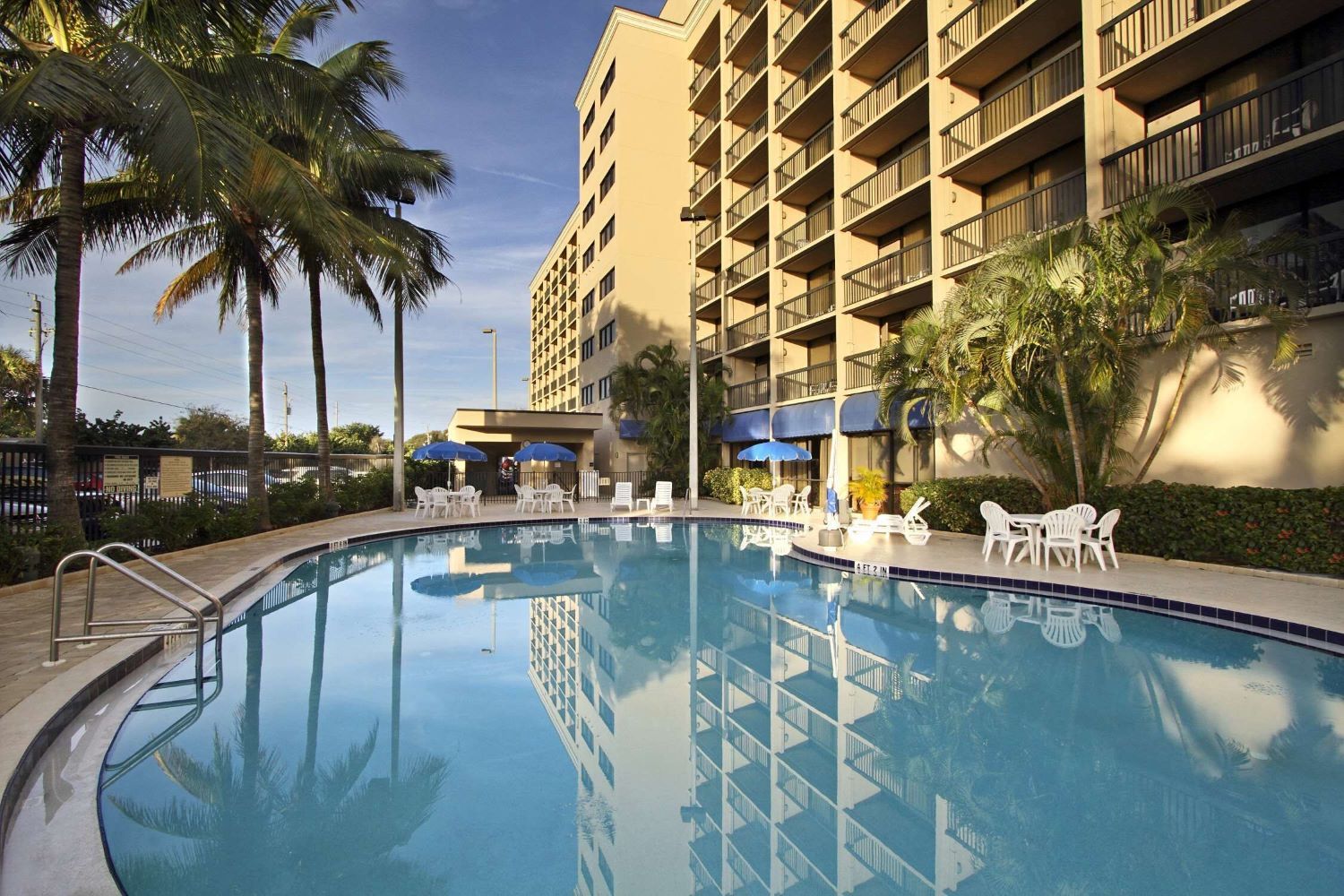 Outdoor pool at Hampton Inn Cocoa Beach a Cocoa Beach pet friendly hotel