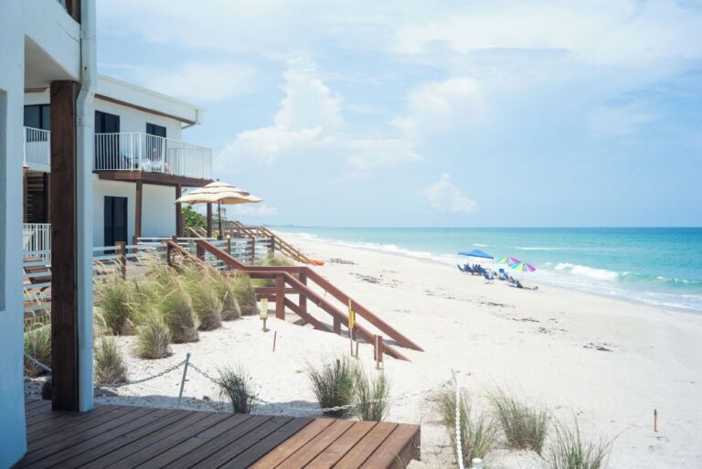 Oceanfront view of Melbourne Beach Resort and Surf Club with direct beach access to the surf!