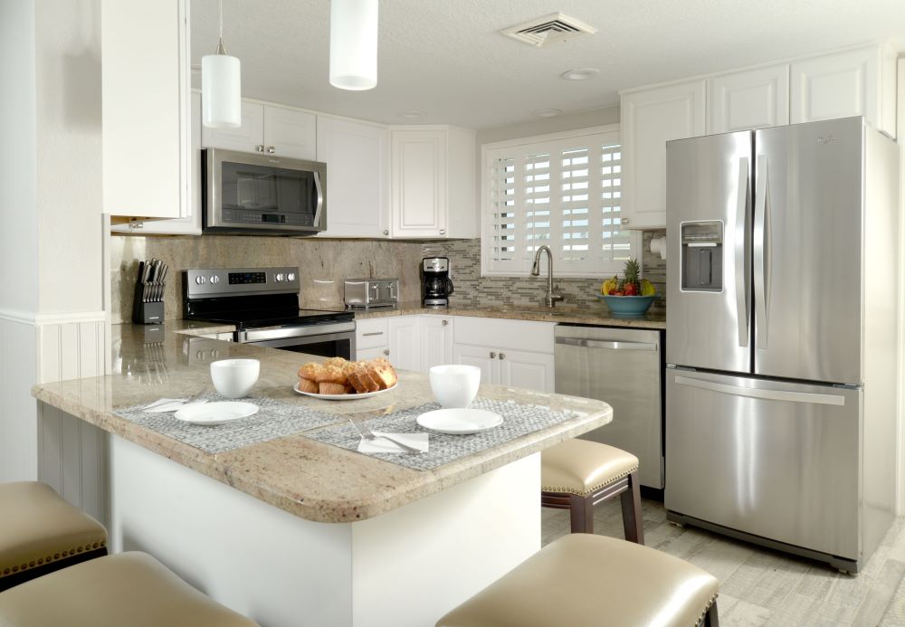 Modern kitchen in suite at Tuckaway Shores Resort, Indialantic.