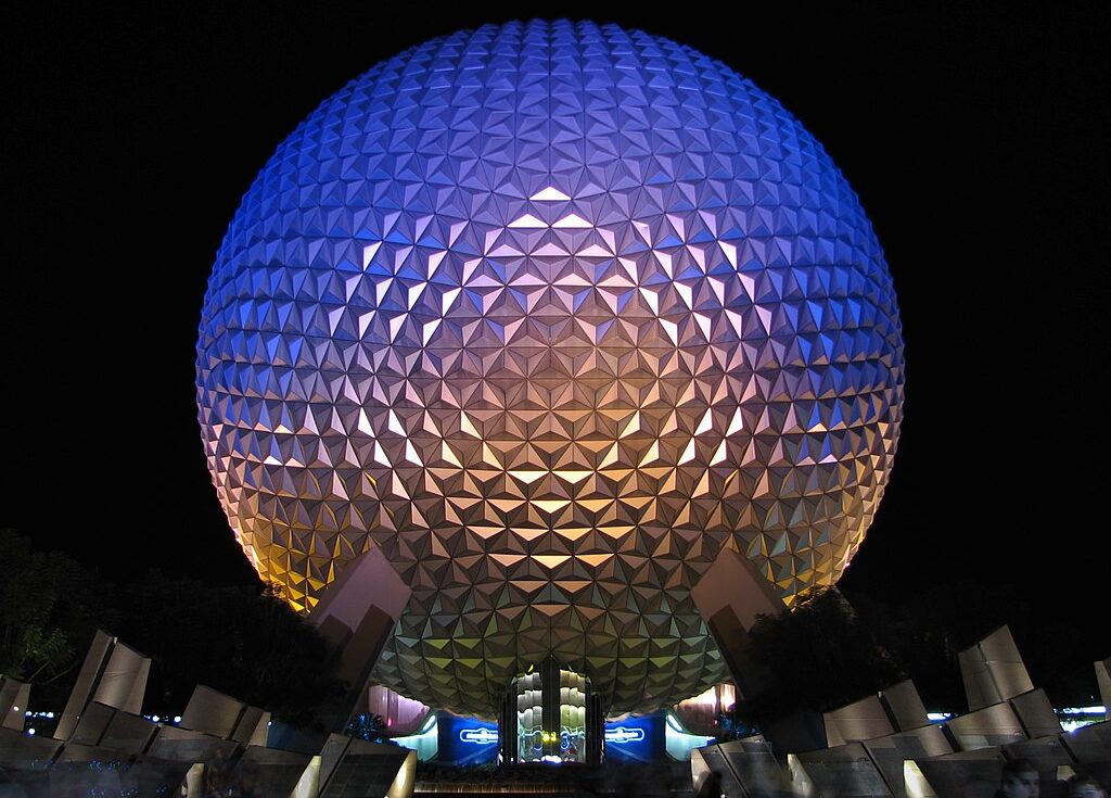 spaceship earth at Disney World, part of our disney world florida itinerary