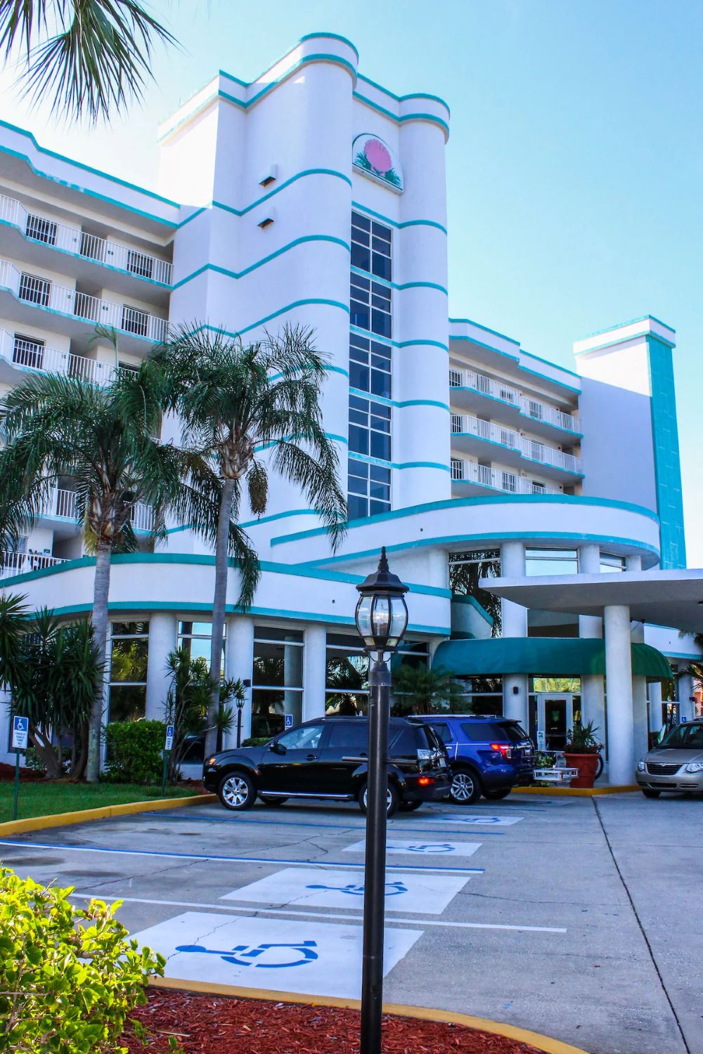 Discovery Beach Resort in Cocoa Beach Florida featuring oceanfront condo-style suites and north-facing balconies for rocket launches
